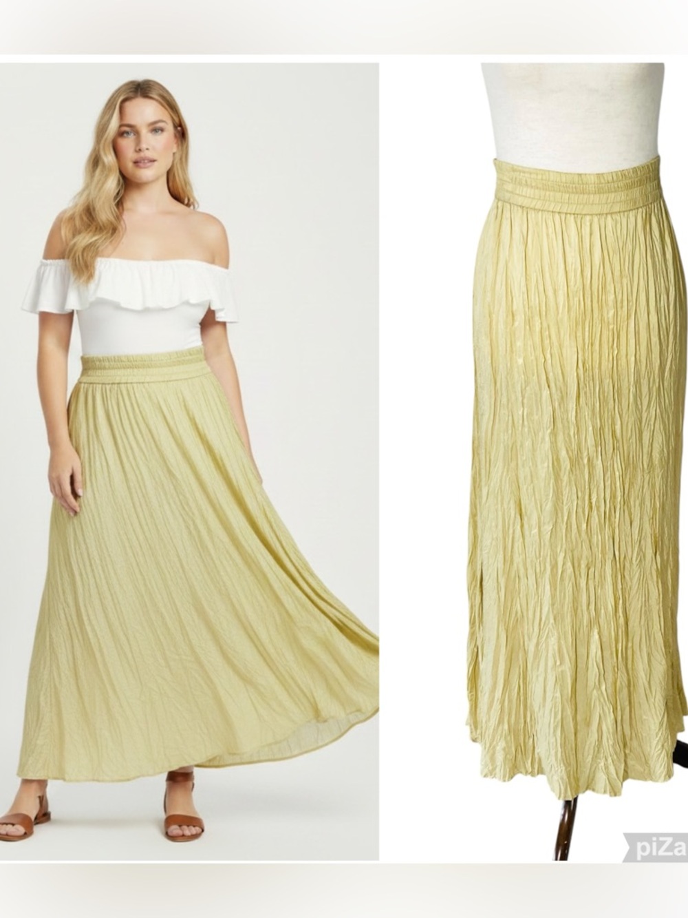 VINTAGE AUGUST SILK 100% Silk Pleated Maxi Skirt